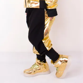 Heroprose de la Moda de Niños de Adultos de Baile Hip Hop Pantalones de la Ropa de los Niños pantalones de Chándal de Desempeño en el Escenario de Jazz Oro Negro harén pantalones 8788