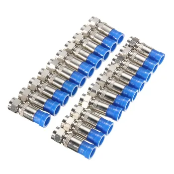 Herramienta de compresión Kit de Rg59 Rg6 Coaxial crimpadora Doble Palas de Cable Coaxial Pelacables con 20Pcs Azul Conectores F