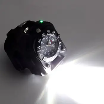 HiMISS in1 Super Brillante Reloj LED Linterna Antorcha Impermeable de las luces de la Brújula de Deportes al aire libre Recargable para Hombre Reloj de Pulsera