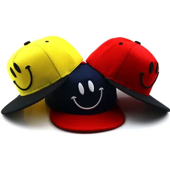 Hip Hop para Niños Sombrero de la Cara Sonriente de dibujos animados de Niño Gorra de Béisbol del Bordado de colores combinados Sombreros de Primavera Verano de la Visera de las Gorras Para Chica Chico