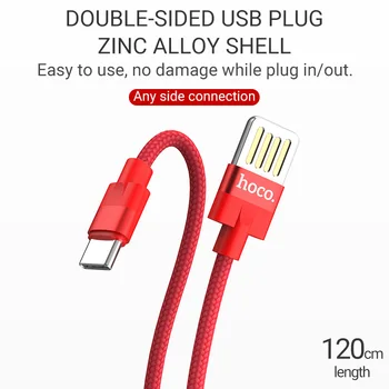 Hoco usb tipo c cable de carga rápida 2.4 usb c alambre para Xiaomi Samsung Android usb-c de sincronización de datos cable de doble cara usb de nylon trenzado 5384