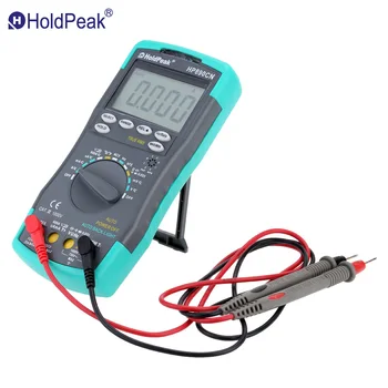 Holdpeak hp-890cn Multímetro Digital con luz de fondo de la CA/de DC Amperímetro Voltímetro Ohm Portátil Medidor de resistencia de la frecuencia de ciclo de trabajo de tester 6758