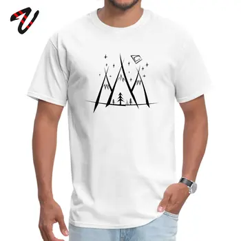 Hombre Camiseta Montañas camiseta del Campamento Minimalista Casual Camisetas de Algodón O-Cuello de Manga Corta de Impresión de Camisetas Ostern Día de Envío Gratis