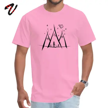 Hombre Camiseta Montañas camiseta del Campamento Minimalista Casual Camisetas de Algodón O-Cuello de Manga Corta de Impresión de Camisetas Ostern Día de Envío Gratis