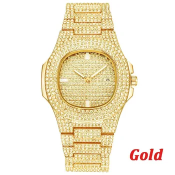 Hombre Reloj De 2018 Marca de Lujo de Oro de Diseño de Diamante Reloj para los Hombres de la Plaza de Cuarzo Reloj Impermeable de los Hombres reloj de Pulsera Relogio Masculino