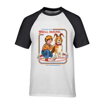 Hombres Camisetas Cuidado De Su Infierno Hound Dog Algodón Europa Tees Satánico American Horror Story Mascotas Y Responsabilidades De La Camiseta De La