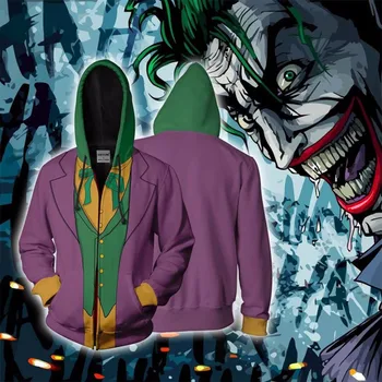 Hombres Mujeres Top Sudadera Capucha Película Joker Cosplay Traje De Payaso Chaqueta Abrigos