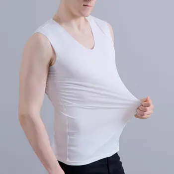 Hombres Slim Tanktop sin Mangas V-Cuello Alto-Elástico Casual de Fondo Chaleco de Camisetas de Hombro Ancha Tanktops FS99