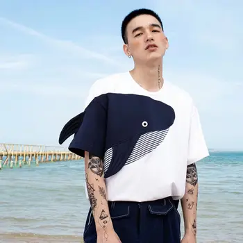 Hombres t-shirt nuevo ballenas 3D de Algodón O-Cuello Corto de los hombres ropa de moda Juvenil vitalidad diseñador de la camiseta