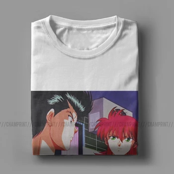 Hombres T-Shirts de Comer la Hierba de la Novedad de la Camiseta de Manga Corta de Yu Yu Hakusho Yusuke Kurama Anime Camiseta de Cuello Redondo Ropa 5XL