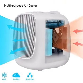 Home Mini Acondicionador de Aire Portátil Refrigerador de Aire de 7 Colores LED USB Enfriador de Aire del Ventilador de Refrigeración del Ventilador Ventilador Recargable Para Sala de Oficina
