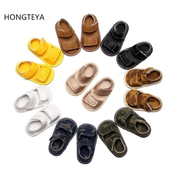 HONGTEYA Nuevo de 8 colores de verano Nueva hecha a mano de cuero de la pu zapatos de bebé niño niños niñas sandalias de suela dura bebé mocasines bebé sandalias