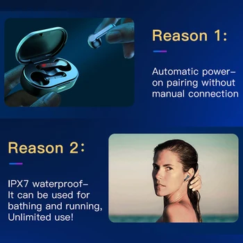 Hoteles IPX7 TWS 5.0 Auriculares Inalámbricos Bluetooth Auriculares con Micrófono de los Deportes de la prenda Impermeable de Control Táctil de Auriculares de Sonido Stero