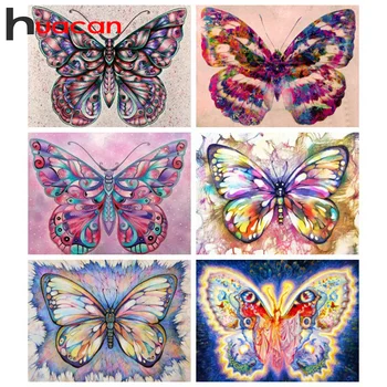 Huacan 5d Bricolaje Diamante de la Pintura de la Mariposa de la Decoración del Hogar Mosaico de punto de Cruz de Animales etiqueta Engomada de la Pared de Diamante de Arte