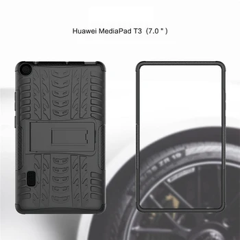 Híbrido Armadura de Soporte de Silicona caja de la Tableta Huawei MediaPad T3 7 BG2-W09 7.0 WiFi de la pulgada de la Versión Cubierta del Soporte Funda+Película
