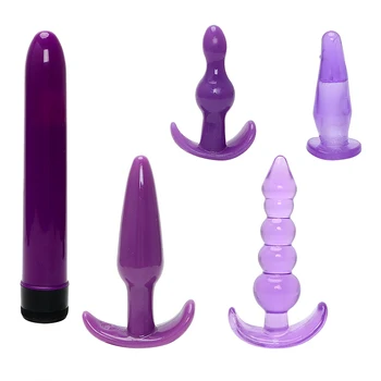 IKOKY Plug Anal de color Púrpura Dedo Masajeador de Próstata Butt Plug para Principiantes 5Pcs/Set Anal Consolador Vibrador Juguetes Sexuales para Hombres, Mujeres 10313