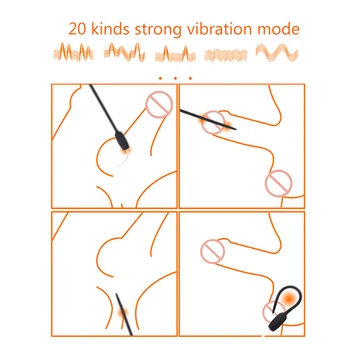 IKOKY Uretral Plug Vibrador Catéter Productos para Adultos Pene Enchufe de los Juguetes Sexuales para Hombres Gay de Silicona Dilatadores Uretrales de Frecuencia 20