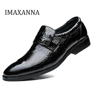 IMAXANNA Nuevo Otoño de los Hombres Zapatos de Cuero de Hombre Zapatos de Vestir de Moda de la Boda Formal de Zapatos de Calidad Superior Hombre de Oxford Zapatos de Primavera de Deslizamiento En