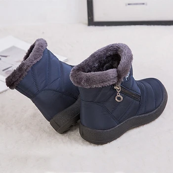 Impermeable Botas de Nieve de las Mujeres de Invierno Cálido de la Felpa de Damas Zapatos de Tobillo Botas antideslizantes Zip Flats Para Mujer Botas De Mujer 2020