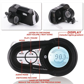 Impermeable de Bluetooth de la Motocicleta Amplificador Estéreo de Altavoces de Montaje del Manillar de Amplificador de Audio del Sistema para Harley ATV UTV RZR, AUX, FM Radio