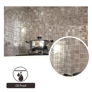 Impermeable etiqueta Engomada de la Pared del Mosaico de papel de Aluminio Auto-adhesivo Anti Aceite de Cocina cuarto de Baño fondo de pantalla de la Resistencia al Calor del Hogar Decoración de la etiqueta Engomada