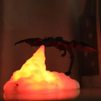Impreso en 3D LED del Dragón de Fuego de las Lámparas de Luz de la Noche Recargable Luz Suave Senderismo Kid estado de Ánimo de la Habitación del Dormitorio Para el Dormitorio de la Decoración de la Ca G0M9