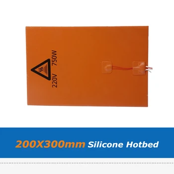 Impresora 3D Accesorios de Gel de Sílice Caliente la Cama Pad, 200*300 mm 220V 750W de la Goma de Silicona del Calentador de Calor de la Hoja de Cama Con Cable