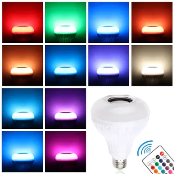 Inalámbrica Bluetooth Altavoz de la Música de la Luz de Bulbo del Altavoz Inteligente E27 12w Bombilla LED que cambian de Color para el Inicio de la Etapa Por Samrtphone