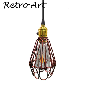 Industrial Vintage de Metal de la Jaula de la lámpara Colgante de Techo Colgante cortina de Lámpara de Edison estilo de la Lámpara de la Guardia de la Jaula