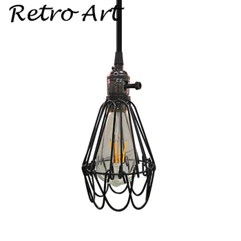 Industrial Vintage de Metal de la Jaula de la lámpara Colgante de Techo Colgante cortina de Lámpara de Edison estilo de la Lámpara de la Guardia de la Jaula