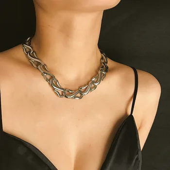 IngeSight.Z Punk Infinito Gargantilla Collar de la Declaración Retro de Color Oro Grueso de la Cadena de Collares para Mujer Accesorios de la Joyería