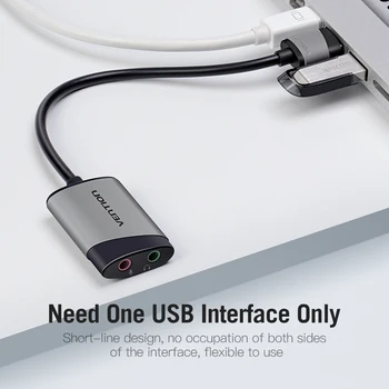 Intervención USB Tarjeta de Sonido Externa USB a 3.5 mm Adaptador de Audio USB para Auriculares con Micrófono para Ordenador Macbook Portátil PS4 Tarjeta de Sonido