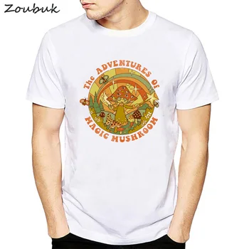 Investigación psicodélica de Voluntarios de Camiseta de los Hombres Funky Colorido Trippy Cráneo de Impresión t-shirt Masculina de la Vendimia de la Camiseta de la ilusoria superior tees