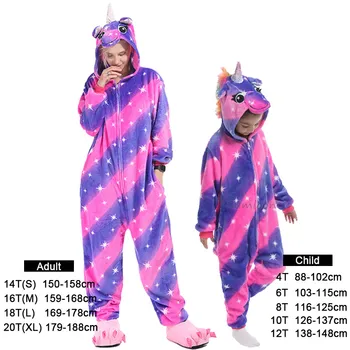 Invierno Kigurumi Pijamas Rainbow Unicorn Animal Kids Niños Pijamas para Niñas y Niños, Traje de Pijamas de Bebé de los Niños de la Licorne Mamelucos