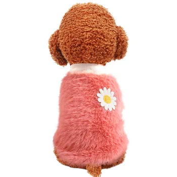 Invierno Ropa de Perro Daisy Cuello Redondo Mascotas Trajes de Ropa de abrigo para Perros Pequeños Gato Trajes de Abrigo Chaqueta Cachorro Suéter de Perros Nuevos