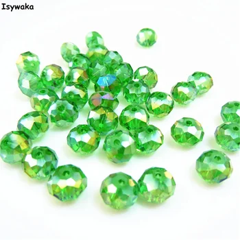 Isywaka Verde Profundo AB Color de 8*10 mm 70pcs Rondelle Austria facetadas de Cristal Perlas Sueltas Espaciador Ronda de Bolas para la Fabricación de Joyas