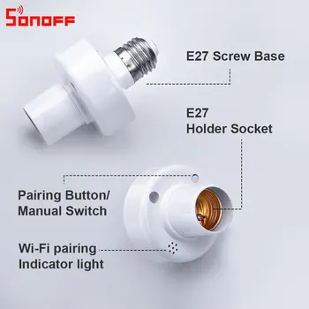 Itead Sonoff Slampher RF 433MHz Smart WiFi Titular de la Luz E27 portalámparas Interruptor Interruptor Wifi para el Hogar Inteligente Funciona con Alexa