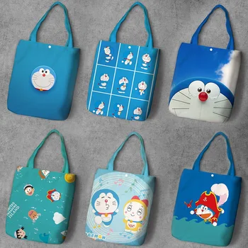 IVYYE Feliz Doraemon Moda Anime Plegable de Lona Bolsa de la Compra Casual Bolsas de Hombro Personalizado del Totalizador del Bolso de las Muchachas de la Señora de Nuevo