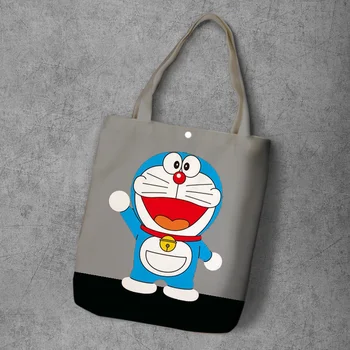 IVYYE Feliz Doraemon Moda Anime Plegable de Lona Bolsa de la Compra Casual Bolsas de Hombro Personalizado del Totalizador del Bolso de las Muchachas de la Señora de Nuevo