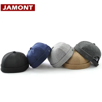 [JAMONT] los Hombres Casuales Gorros Beanie Solideo Sólido de Algodón Gorras de Moda Sombrero de la Nueva Portátil de Casquette