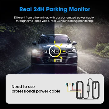 Jansite 2K+HD 1080P del Coche DVR Grabador de Vídeo Espejo de la Vista Posterior de la Cámara GPS Dash Cam Registrador Automático de la grabadora de 24H, Parking G-Sensor