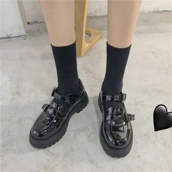 Japonés Literaria Retro vintage Lolita zapatos de las Mujeres de las Bombas de Zapatos Mary Janes Estudiante Chica de la Plataforma de T-Hebilla de la Correa mary janes 2021