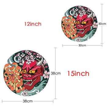 Japonés Peonía Flor De Acrílico Del Reloj De Pared Gótico Rojo Oni Máscara De Demonio Impreso Reloj De Japón Sherpa Mal Muerte Roja Reloj De La Decoración