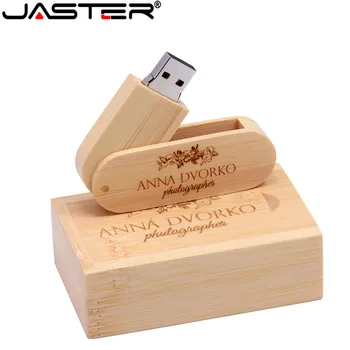 JASTER de madera+Caja (1 pc gratis LOGOTIPO) de la Unidad Flash USB de 8 gb 16 GB 32 GB 64 GB 4 GB USB 2.0 Pen Drive de Memoria, pendrive regalos de Navidad