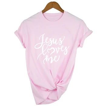 Jesús Me Ama de la Camisa de las Mujeres de la Moda de Christian T-Shirt Religiosa Camisetas de Fe Tee 90 Chica Estética Fe Tops Jesús Tee 49175