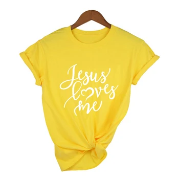 Jesús Me Ama de la Camisa de las Mujeres de la Moda de Christian T-Shirt Religiosa Camisetas de Fe Tee 90 Chica Estética Fe Tops Jesús Tee