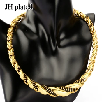 JHplated Árabe conjuntos de Joyas de Oro de Color de Collar Pulsera Pendientes anillo de conjuntos de África/Oriente Medio