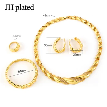 JHplated Árabe conjuntos de Joyas de Oro de Color de Collar Pulsera Pendientes anillo de conjuntos de África/Oriente Medio
