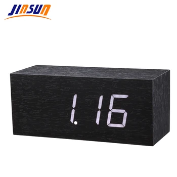 JINSUN de Escritorio Reloj Digital Reloj de Madera Gran Número de Rectángulo de Control de Sonido Clásico de la Minoría reloj despertador