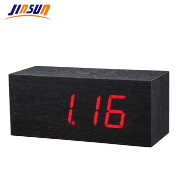 JINSUN de Escritorio Reloj Digital Reloj de Madera Gran Número de Rectángulo de Control de Sonido Clásico de la Minoría reloj despertador